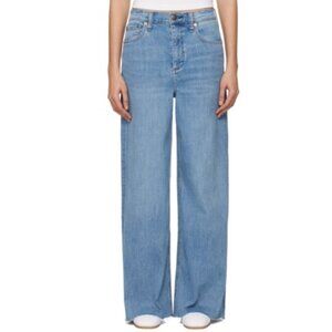 Rag & Bone | Sofie Raw Cut Hem High Waist Wide Leg Ankle Stretch Denim Jeans
